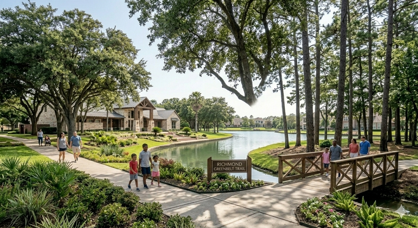 Scenic Richmond Greenbelt Trail near Brazos Waterway